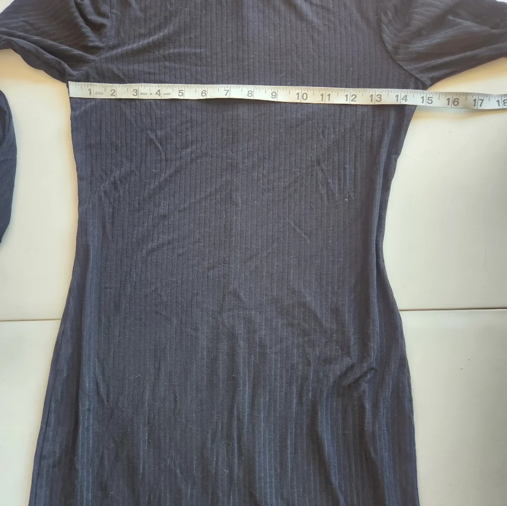 Alo Yoga Black Alosoft Ribbed Serene Long Sleeve Mini Dress​ S